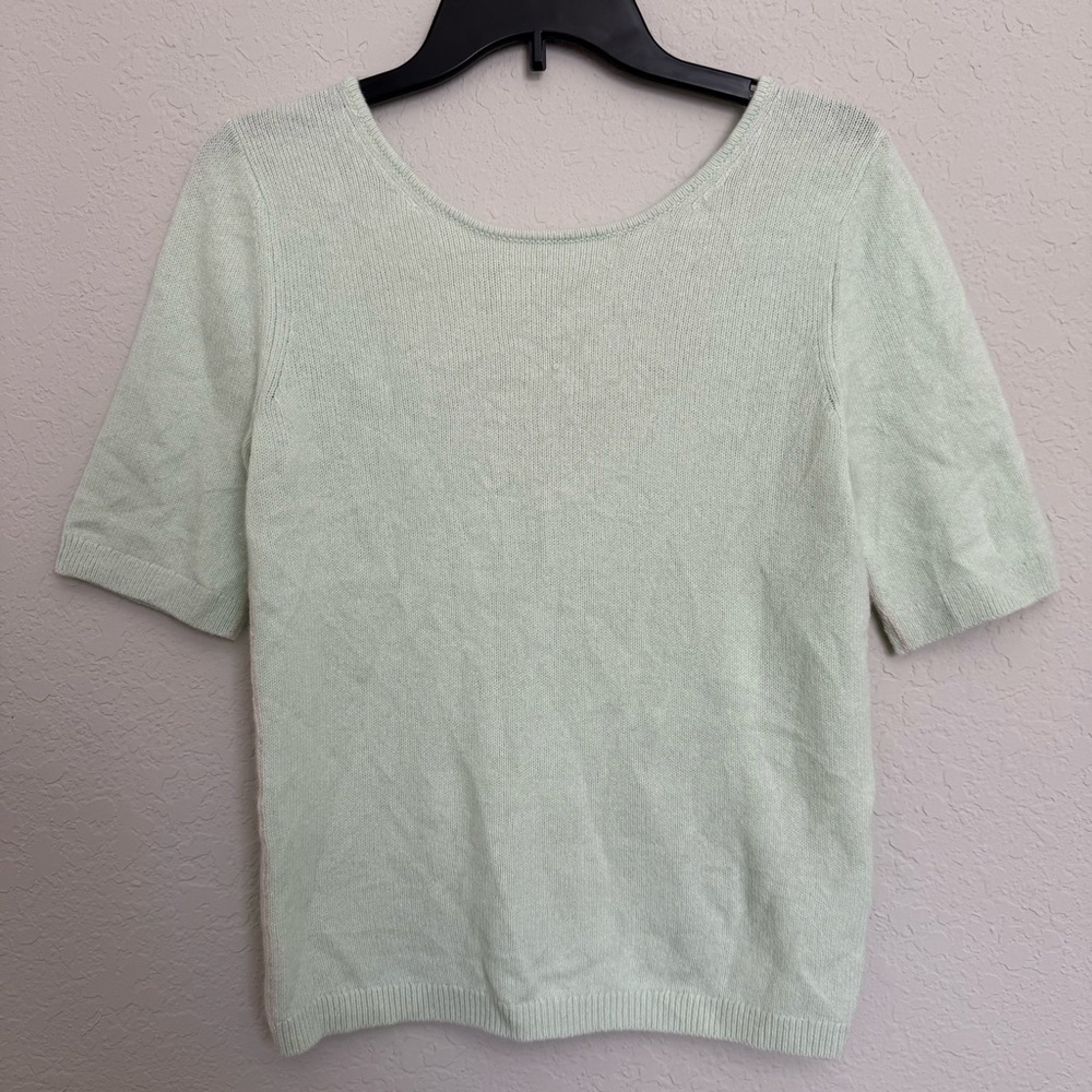Maria McManus Cashmere Blend Short Sleeve Top Sz L Quiet Luxury Old Money Preppy